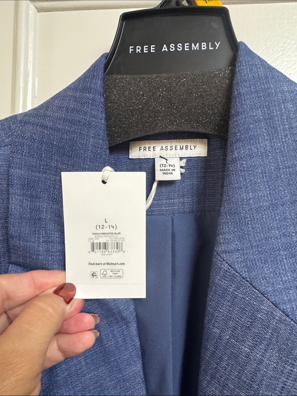 Free Assembly Blue Textured Single-Button Blazer - Picture 4 of 6